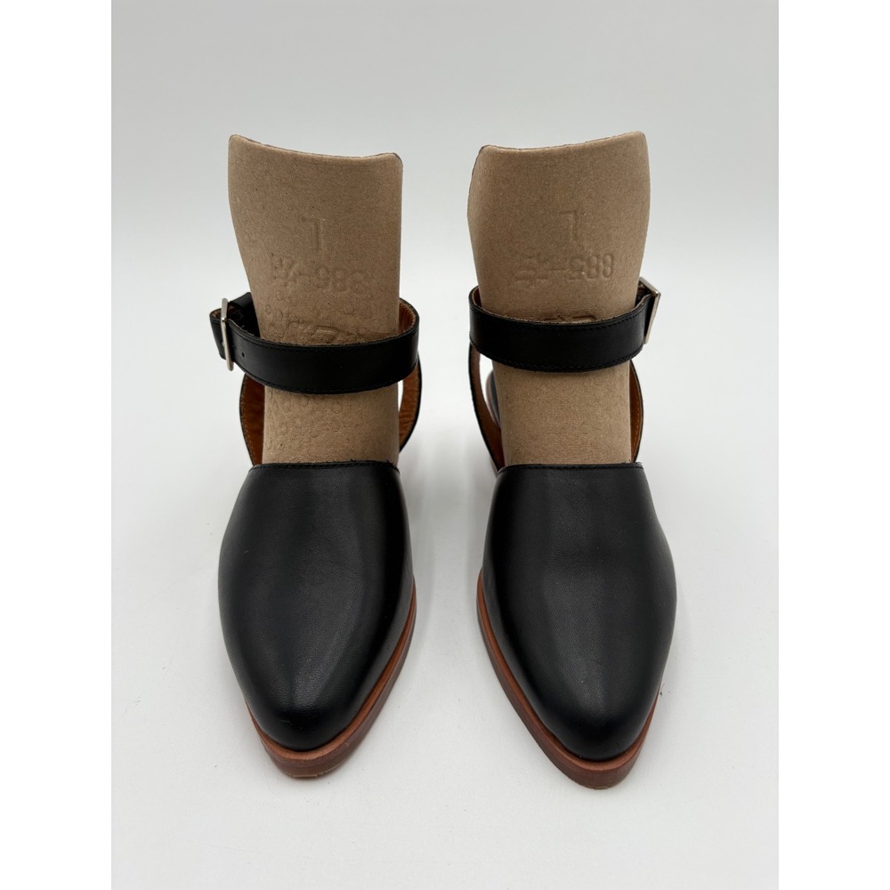 Patina Footwear Black Leather Ankle Strap Block Heel Pointed Toe Shoes 5.5 - Picture 10 of 10